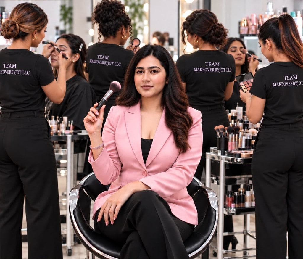 Jot and the Makeover By Jot team in the studio — Florida bridal makeup artists